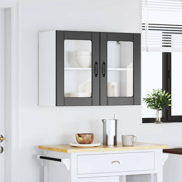 Armario pared cocina puerta de cristal Lucca negra M 3