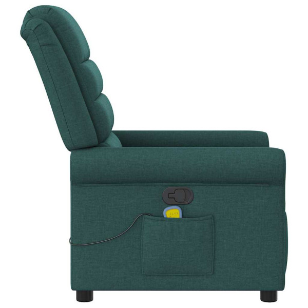 Sillón de masaje reclinable de tela verde oscuro M 4