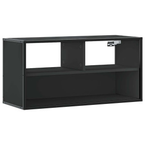 Mueble de TV metal y madera de ingeniería negro 80x31x39.5 cm H