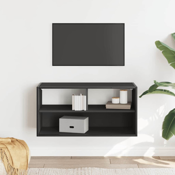 Mueble de TV metal y madera de ingeniería negro 80x31x39.5 cm M 3