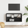 Mueble de TV metal y madera de ingeniería negro 80x31x39.5 cm 3