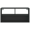 Mueble de TV metal y madera de ingeniería negro 80x31x39.5 cm 4