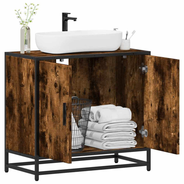 Mueble de baño para lavabo roble ahumado 65x33x60 cm D
