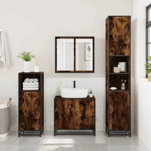 Mueble de baño para lavabo roble ahumado 65x33x60 cm M 3
