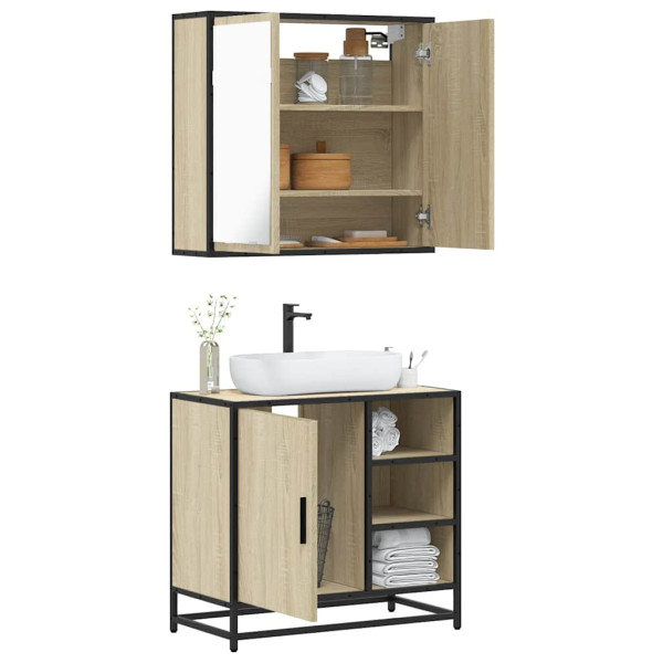 Set de muebles de baño 2 pzas madera contrachapada roble Sonoma D