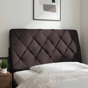 Cabecero de cama acolchado tela marrón oscuro 100 cm H