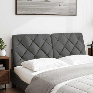 Cabecero de cama acolchado tela gris oscuro 140 cm H