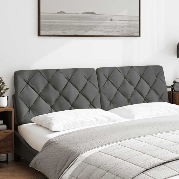 Cabecero de cama acolchado tela gris oscuro 180 cm M 2