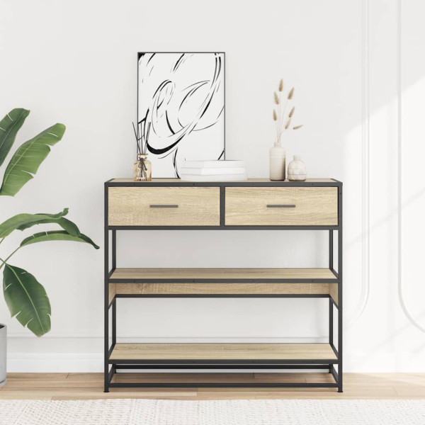 Mesa consola de madera de ingeniería roble Sonoma 90x35x80 cm M 3