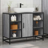 Armario lavabo baño madera ingeniería gris Sonoma 80x33x60 cm 4