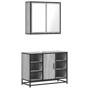 Set de muebles de baño 2 pzas madera contrachapada gris sonoma H
