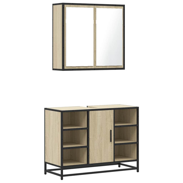 2 pcs conj. móveis casa banho derivados madeira carvalho sonoma M 2