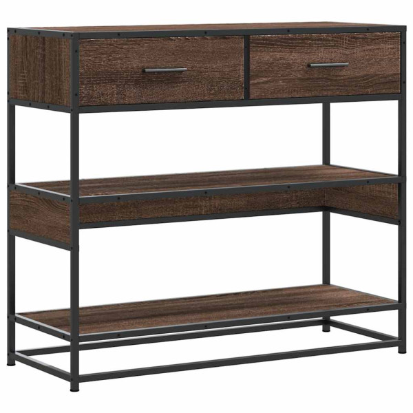 Mesa consola madera de ingeniería marrón roble 90x35x80 cm M 2