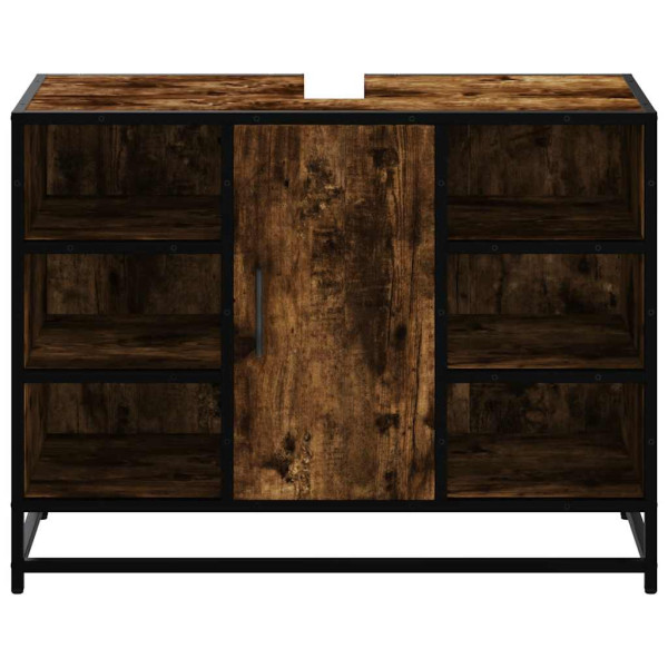 Armário lavatório WC 80x33x60 cm deriv. madeira carvalho fumado M 5