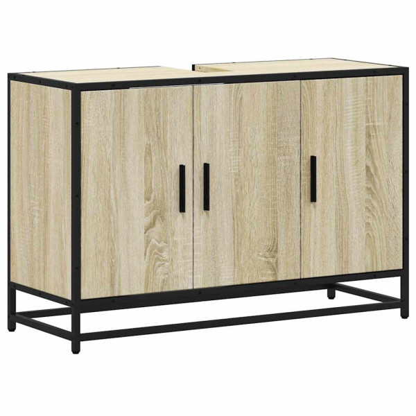 Armario lavabo baño madera ingeniería roble sonoma 90x33x60 cm M 2