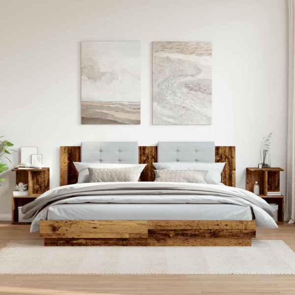 Mesitas noche 2uds madera contrachapada madera vieja 35x35x55cm M 3