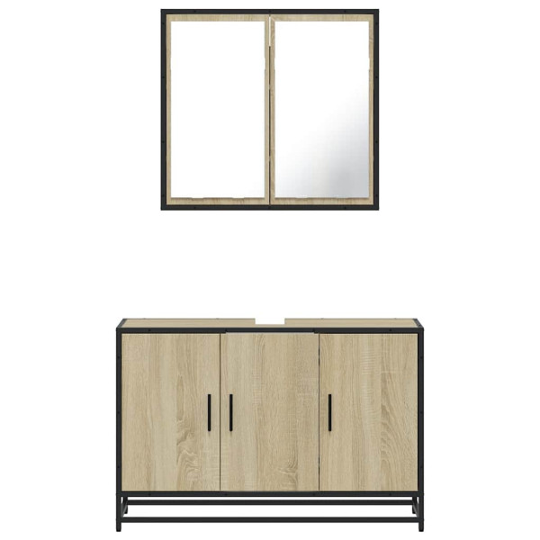 Set de muebles de baño 2 pzas madera contrachapada roble Sonoma M 5