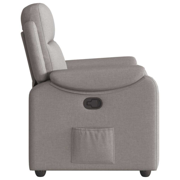 Sillón reclinable de tela gris taupe M 4
