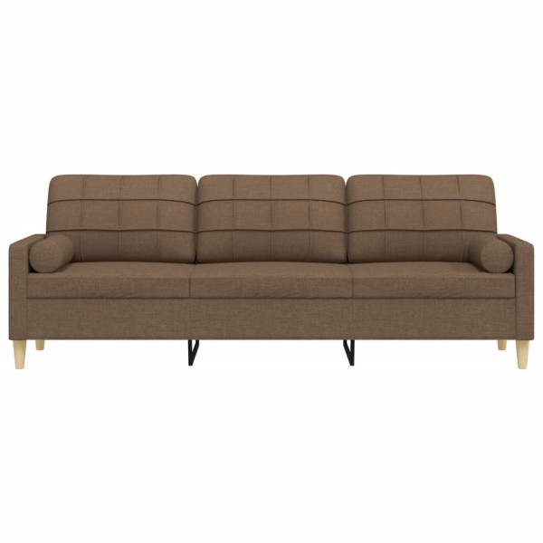 Sofá 3 lugares c/ almofadas decorativas 210 cm tecido castanho M 3