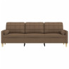 Sofá 3 lugares c/ almofadas decorativas 210 cm tecido castanho 3