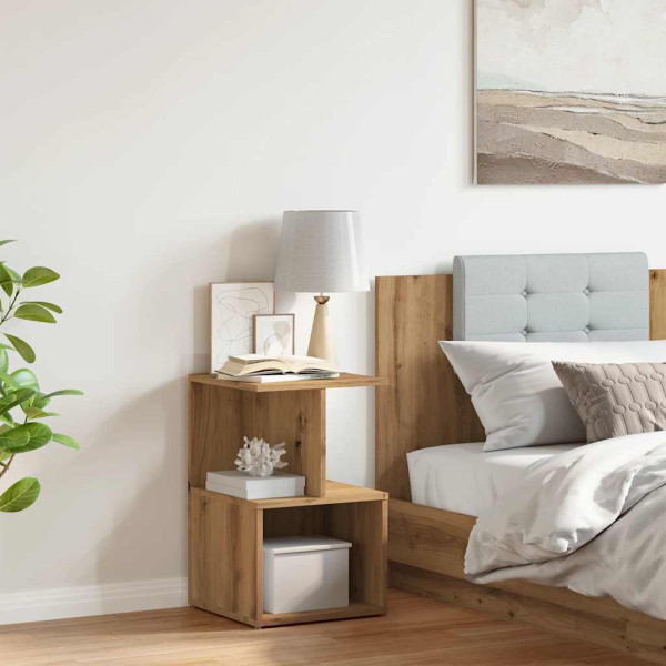 Mesita de noche madera de ingeniería roble artisian 35x35x55 cm M 3