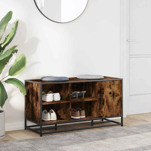 Banco zapatero madera de ingeniería roble ahumado 100x40x53.5cm M 3