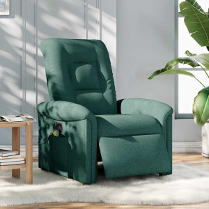 Sillón reclinable de masaje eléctrico tela verde oscuro H