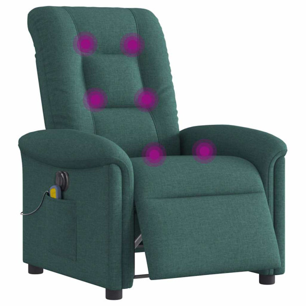Sillón reclinable de masaje eléctrico tela verde oscuro M 3