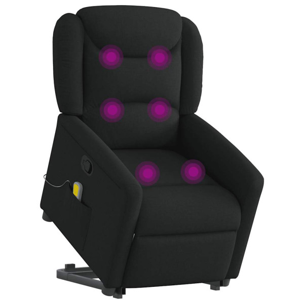 Sillón reclinable de masaje elevable tela negro M 3