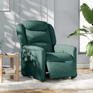 Sillón reclinable eléctrico tela verde oscuro H