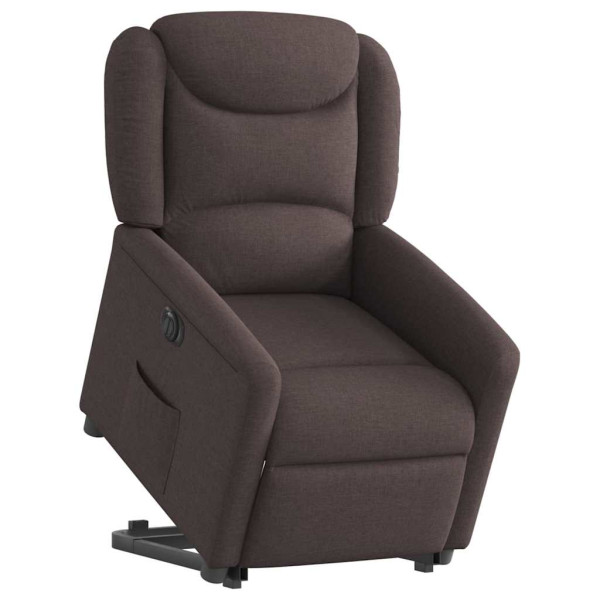 Sillón eléctrico reclinable elevable de tela marrón oscuro M 3