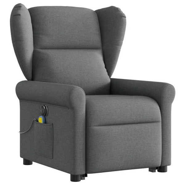 Sillón de masaje eléctrico reclinable elevable tela gris oscuro M 3