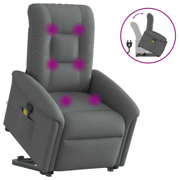 Silla de masaje reclinable de pie de tela gris oscuro D