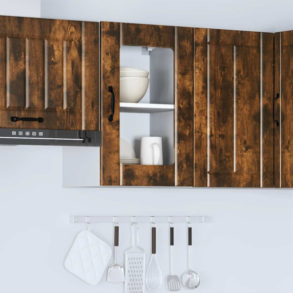 Armario de pared para cocina puerta cristal Lucca roble ahumado M 4