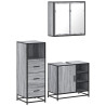 Set de muebles de baño 3 pzas madera contrachapada gris sonoma 2