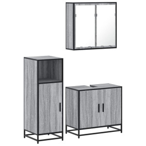 Set de muebles de baño 3 pzas madera contrachapada gris sonoma H
