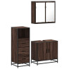 Set de muebles baño 3 pzas madera contrachapada roble marrón 2