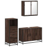 Set de muebles baño 3 pzas madera contrachapada roble marrón 2