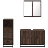 Set de muebles baño 3 pzas madera contrachapada roble marrón 5