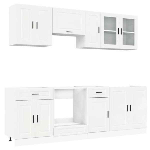 8 peças armário de cozinha conjunto Kalmar branco brilhante M 2