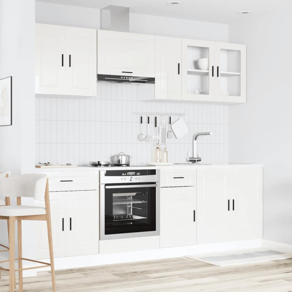 8 peças armário de cozinha conjunto Kalmar branco brilhante M 3