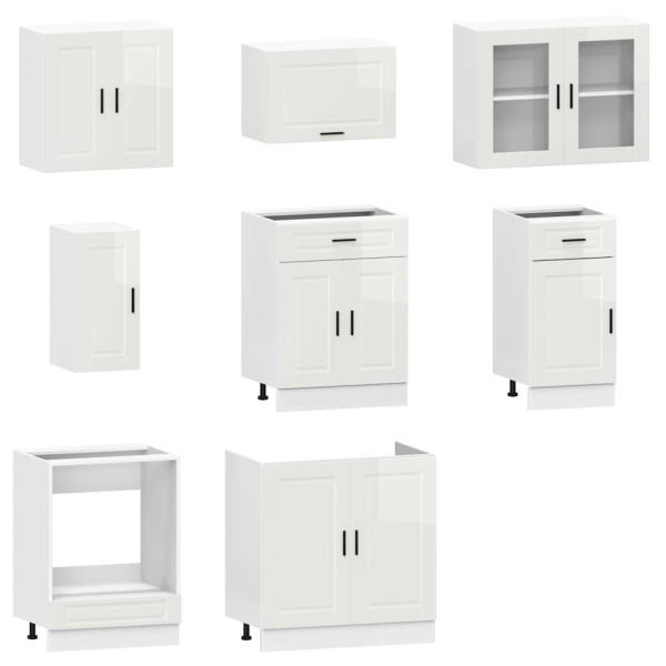 Mueble cocina Kalmar blanco de alto brillo 8 pzas M 4