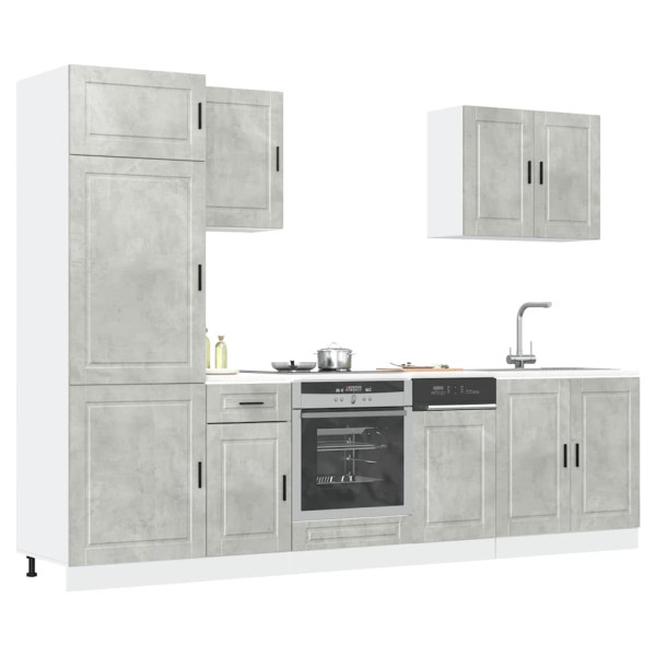 Mueble cocina Kalmar gris hormigón 7 pzas madera contrachapada D