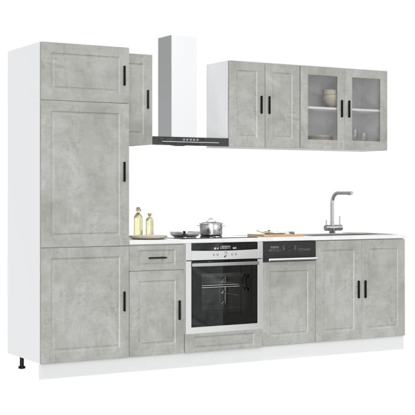 Mueble cocina Kalmar gris hormigón 8 pzas madera contrachapada D