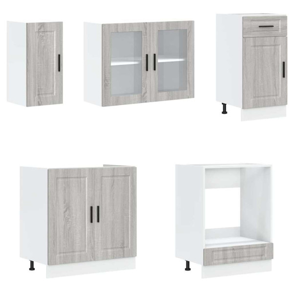 Mueble cocina Kalmar sonoma gris 8 pzas madera contrachapada M 4