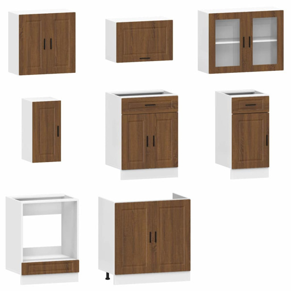Mueble cocina Kalmar roble marrón 8 pzas madera contrachapada M 4