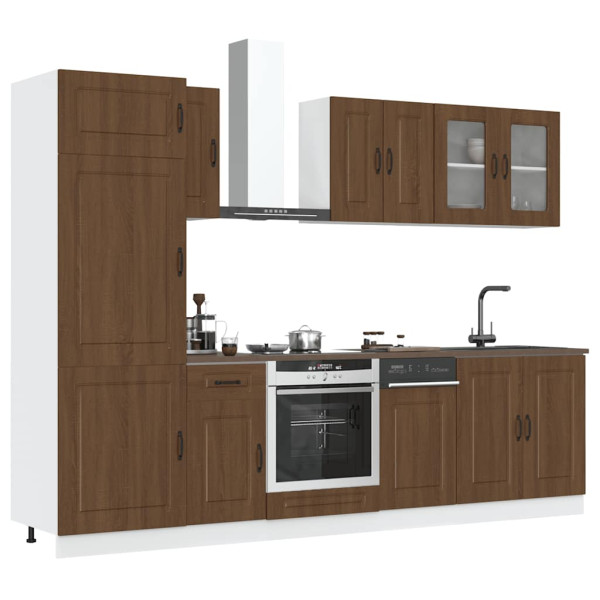 Mueble cocina Kalmar roble marrón 8 pzas madera contrachapada D