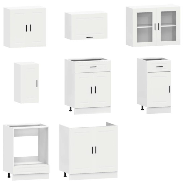 Mueble de cocina Kalmar blanco 8 piezas madera contrachapada M 4