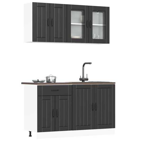 4 peças armário de cozinha conjunto Kalmar preto D