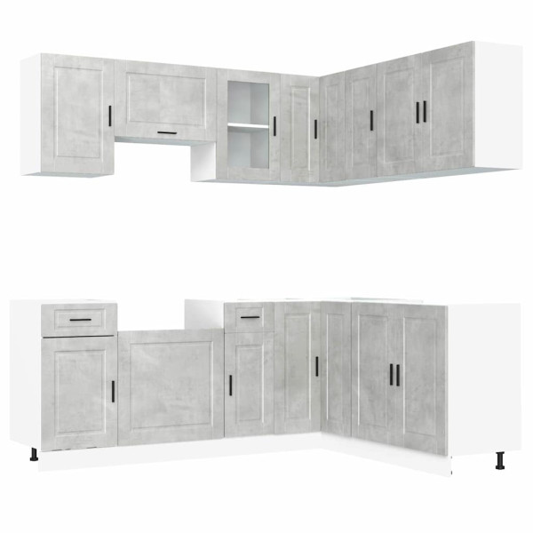 Mueble cocina Porto gris hormigón 11 pzas madera contrachapada M 2